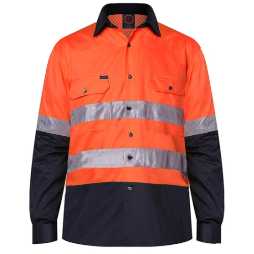 Ritemate RM107V2R Hi Vis Taped Vented Lightweight L/S Shirt