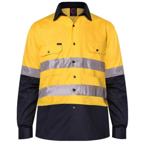 Ritemate RM107V2R Hi Vis Taped Vented Lightweight L/S Shirt