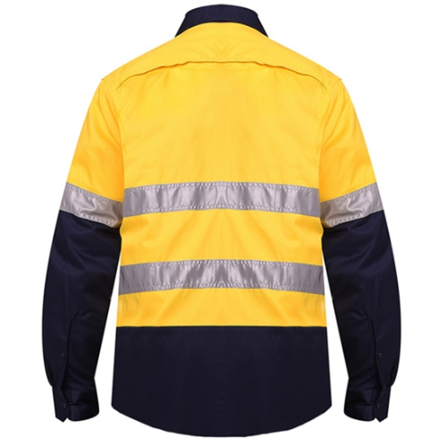 Ritemate RM107V2R Hi Vis Taped Vented Lightweight L/S Shirt