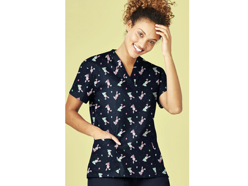 Biz Care CST152LS Womens Easter V Neck Scrub Top