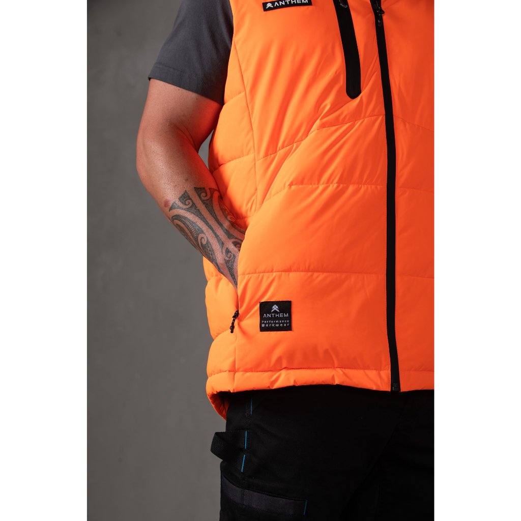 Anthem Workwear Hi Vis Puffer Vest - Worklocker Bacchus Marsh - Anthem Workwear - Apparel Mens Hi Vis Vests - 769807306585