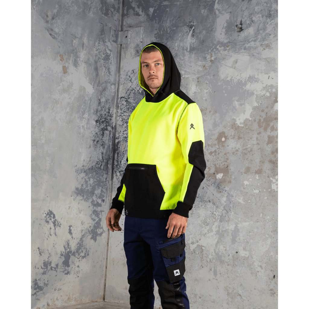 Anthem Workwear Tech Hi Vis Hooded Sweatshirt - Worklocker Bacchus Marsh - Anthem Workwear - Apparel Mens Hi Vis Jumpers - 769807301733