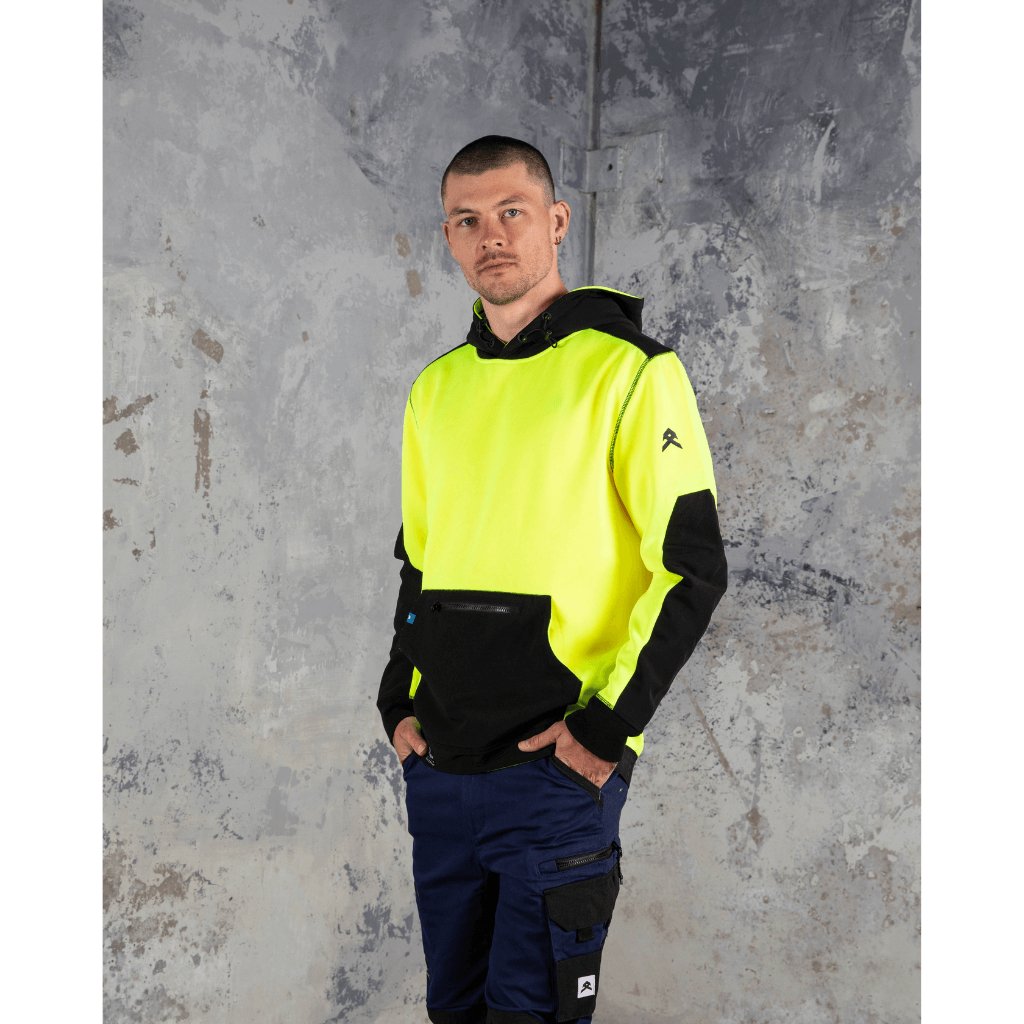 Anthem Workwear Tech Hi Vis Hooded Sweatshirt - Worklocker Bacchus Marsh - Anthem Workwear - Apparel Mens Hi Vis Jumpers - 769807301733