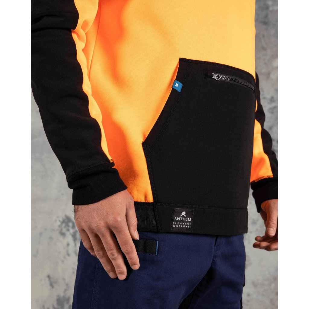 Anthem Workwear Tech Hi Vis Hooded Sweatshirt - Worklocker Bacchus Marsh - Anthem Workwear - Apparel Mens Hi Vis Jumpers - 769807301801