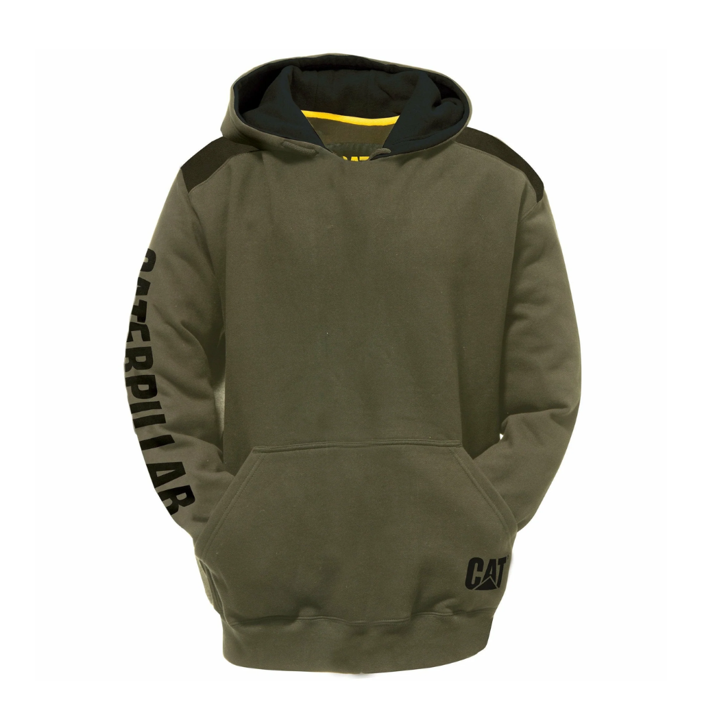 Cat Workwear Logo Panel Hooded Sweatshirt