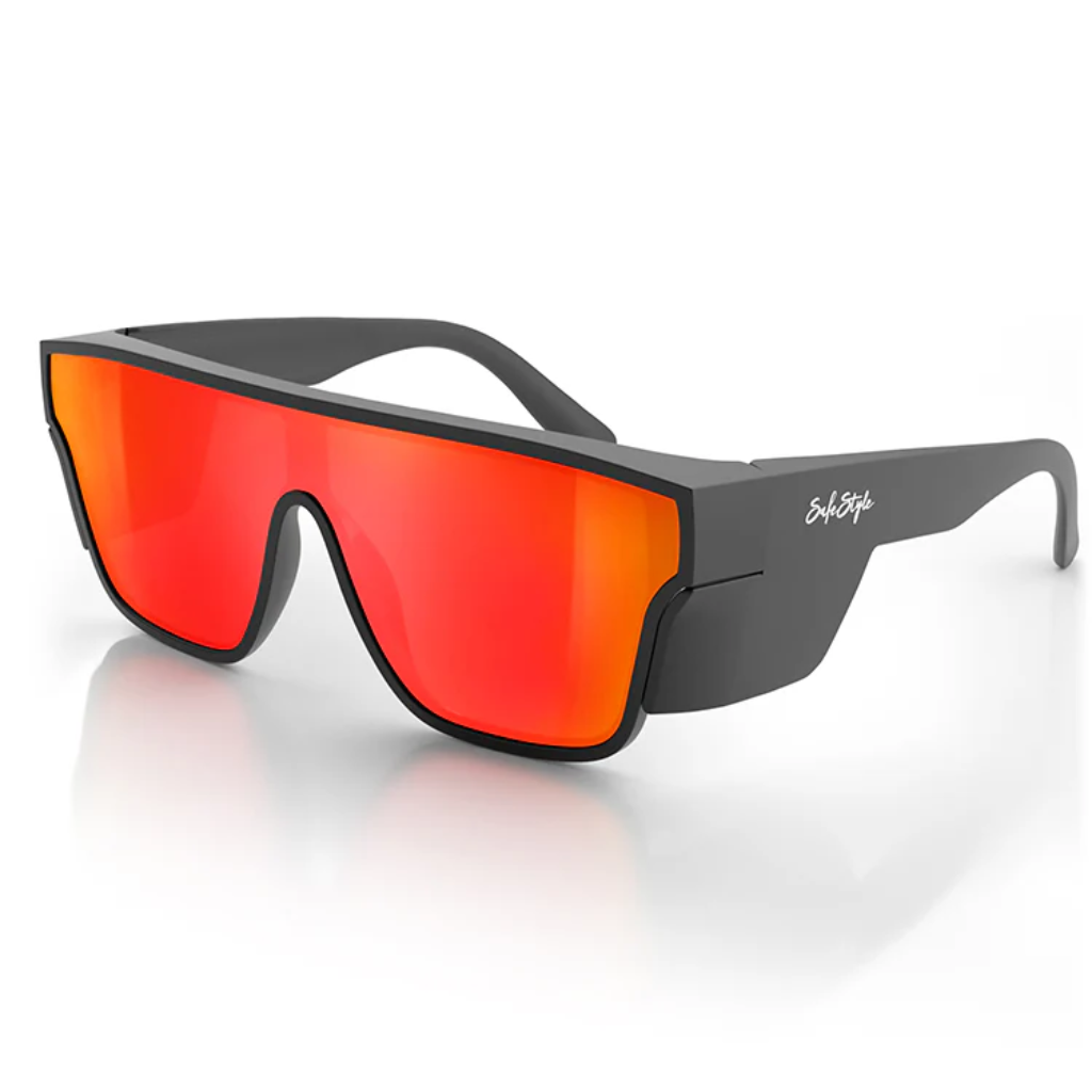 Safe Style Primes Matte Black Frame/Reflectors Red Lens UV400 Lens