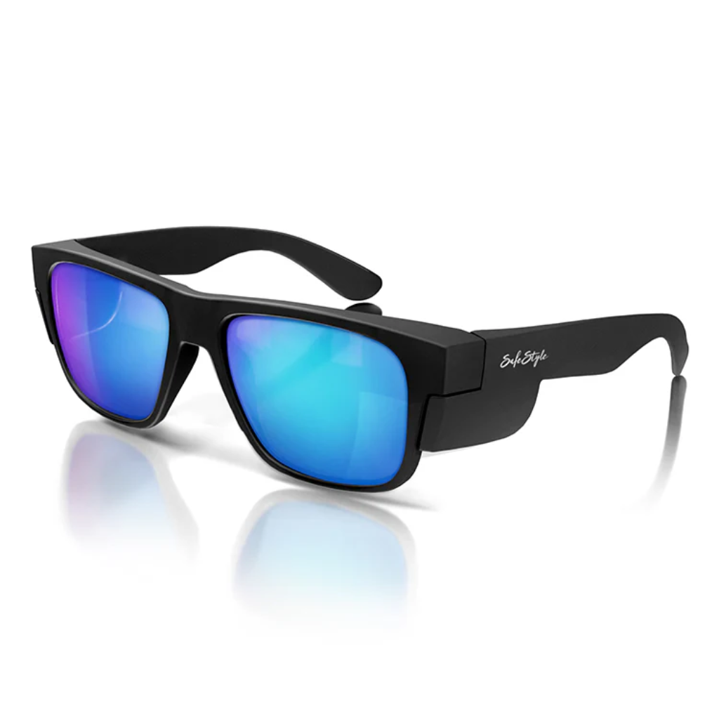 Safe Style Fusions Black Frame/Mirror Blue Polarised UV400 lens