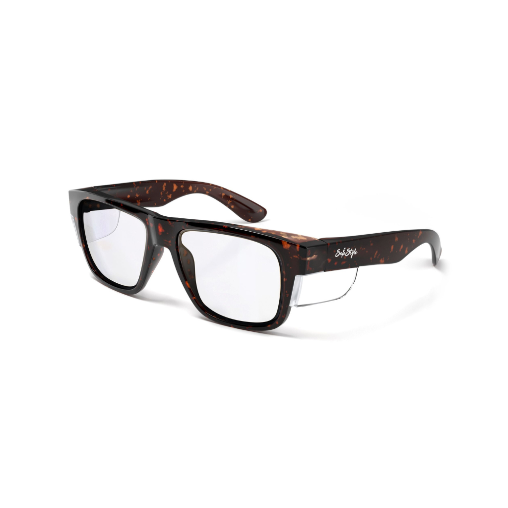 SafeStyle Fusion Brown Torts Frame/Clear UV400 Lens glasses