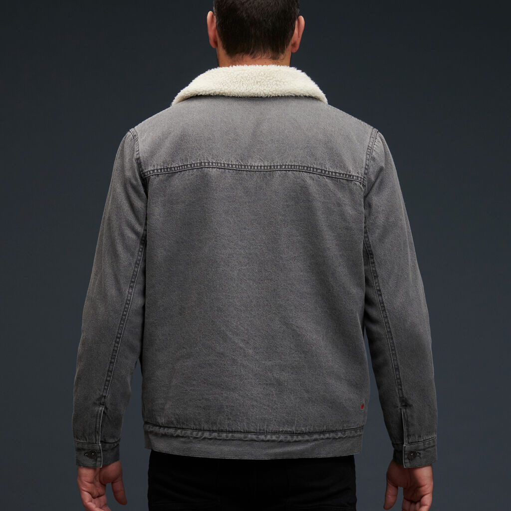 Grey denim hot sale sherpa jacket