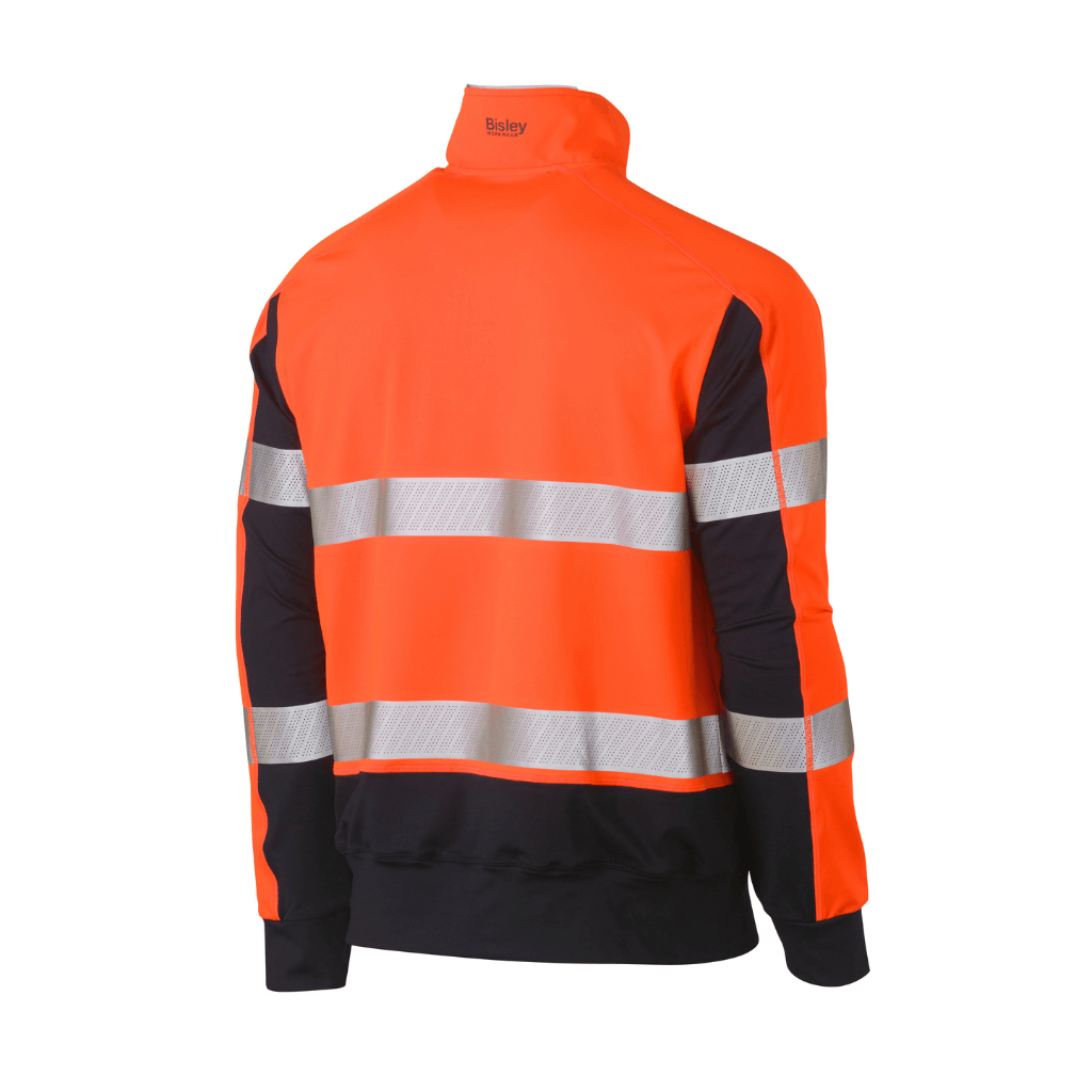 Bisley Bk6817t Taped Two Tone Hi Vis Contrast Stretchy 1/4 Zip Pullover