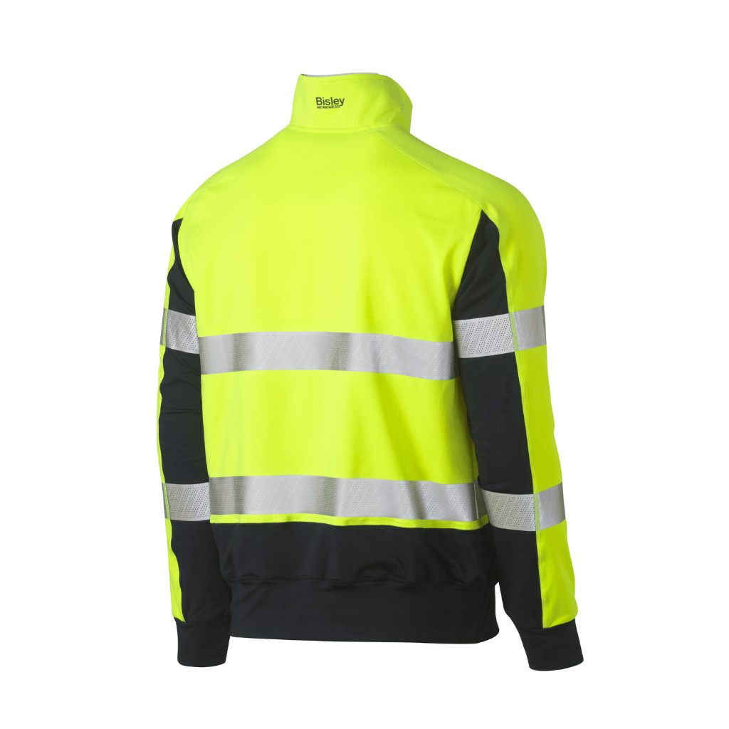 Bisley Bk6817t Taped Two Tone Hi Vis Contrast Stretchy 1/4 Zip Pullover