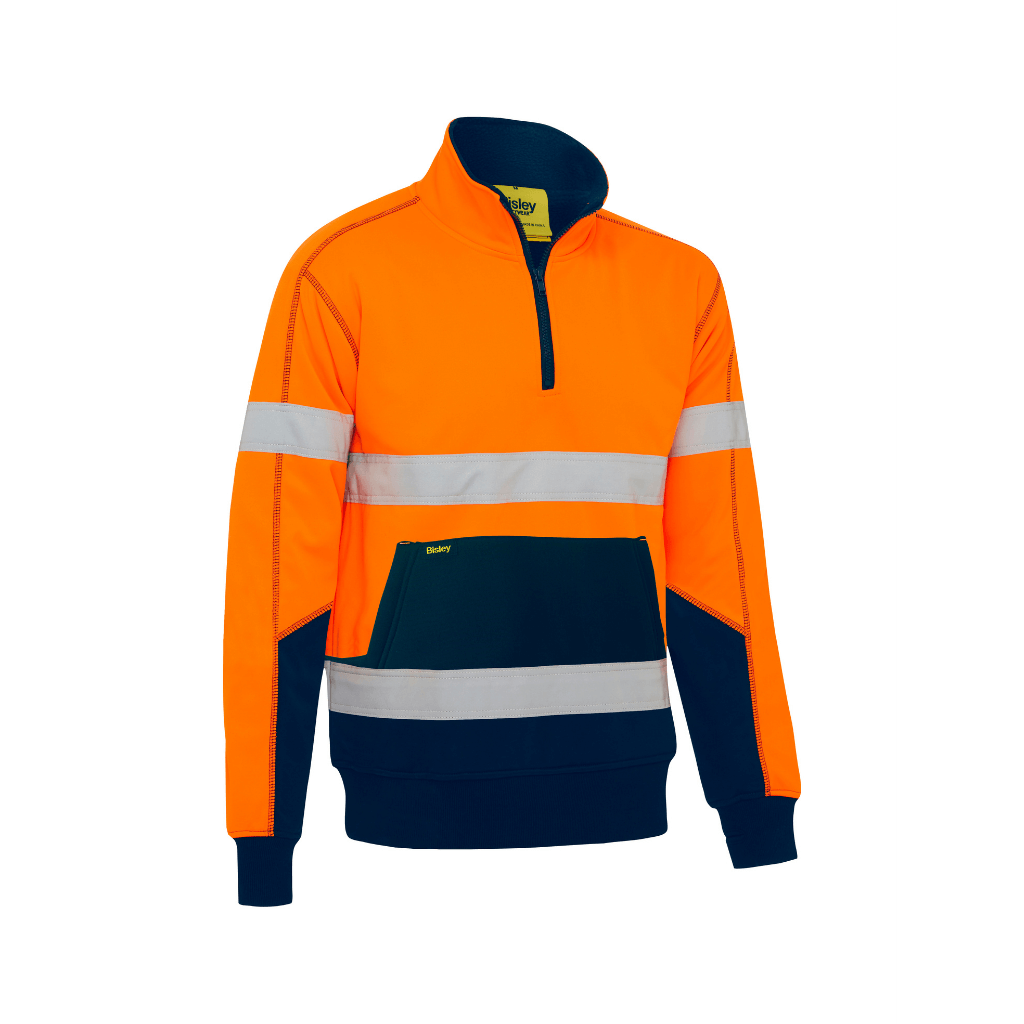 Bisley Bk6987t Taped Hi Vis 1/4 Zip Fleece Pullover With Sherpa Lining