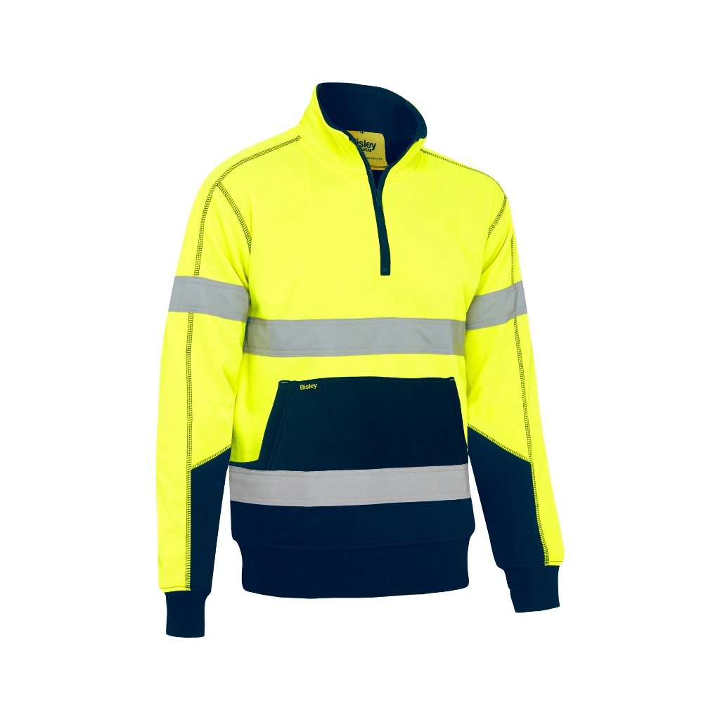 Bisley Bk6987t Taped Hi Vis 1/4 Zip Fleece Pullover With Sherpa Lining