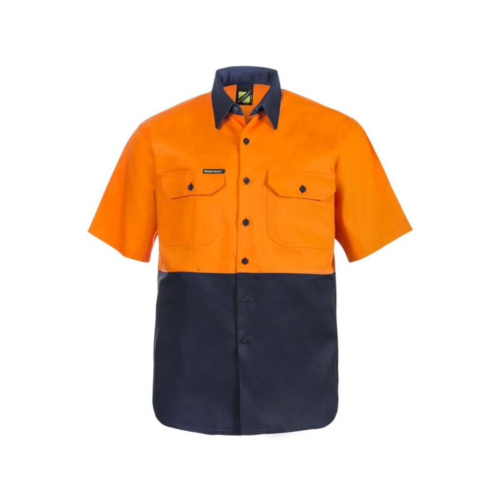 WorkCraft Hi Vis Cotton Drill Short Sleeve Shirt WS3023