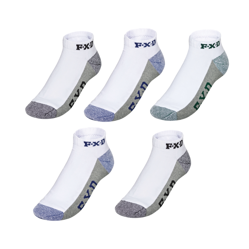 Fxd SK-4 Ankle White Work Socks 5 Pack